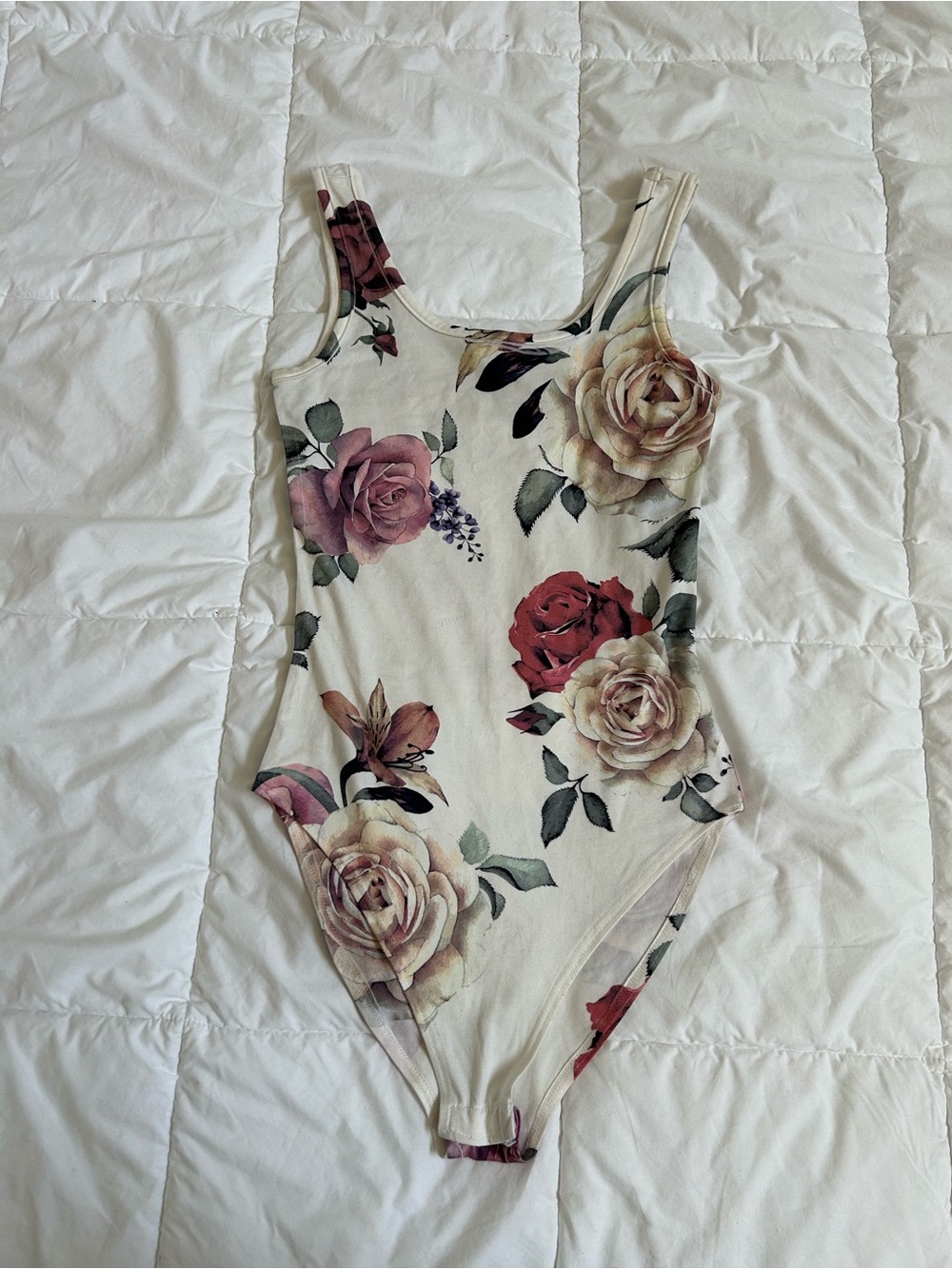 Floral Scoop Neck Bodysuit (BUNDLE TO SAVE - 2/$15)